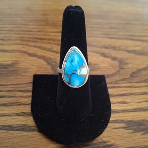 Ring Blue Copper Turquoise Sterling Silver Size 8